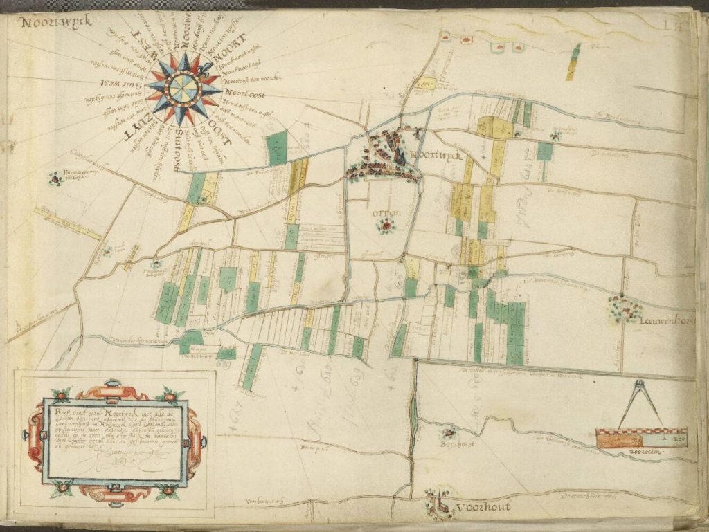 Kaart van Noordwijk uit 1625